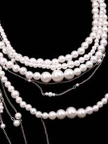 1件时尚简约珍珠流苏多层腰链，独特优雅别致性感腰链，女士节日礼物，女士派对饰品 - 彩色 - 查看 5