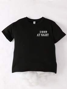 青少年男孩休闲简约时尚街头梵高星夜艺术图案印花圆领短袖套头 T 恤运动短袖。适合夏季穿着。 - 黑色 - 查看 7