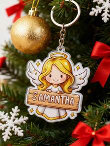 1PC Custom Acrylic Xmas Keychain – Add Name/Message, Double-Sided Gingerbread-Man & Reindeer Print, Stocking Stuffer, Perfect For Christmas, New Year, Winter Birthday, Classroom Exchange, Teacher Appreciation, Office Secret-Santa & Family Gift