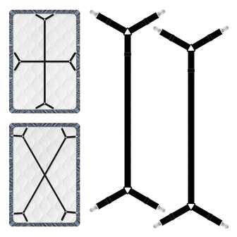 Bed Sheet Holder Straps - Sheet Straps Adjustable Bed Sheet Clips Fasteners Keep Sheets Stays In Place,2Pcs/Set Black