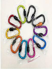 5 Types Of Mixed-Color D-Shaped Buckles Outdoor Hooks High-Quality Thick 3.15-Inch Buttons Quick-Release Hooks Aluminum Backpack Buckles Keychains Outdoor Accessories