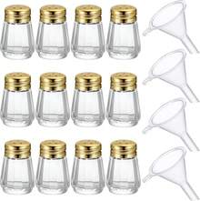 Potchen - 12 mini salero y pimentero en forma de cubeta, de 0.5 onzas, pequeño cubeta, de vidrio, con mini embudos de plástico, para bodas, cocinas, restaurantes, viajes, campamentos (dorado) : Hogar y Cocina - Dorado - Ver 13