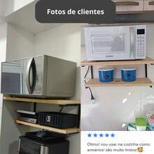 Microwave Oven Air Fryer Printer Support Spice Rack Hanging Shelf Multipurpose Niche 50cm - màu đen - Xem 4