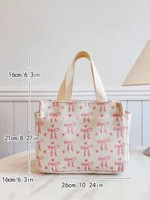 Elegante Muttertasche mit Schleife, Große Kapazität Shopper, Einfach für Ausgehen, Studenten und Büromitarbeiter, Lunchbox Wärmer Lunch Tasche Lunch Taschen Isolierte Lunch Tasche Kühltasche Lunchbox für Frauen Reiseaccessoires
