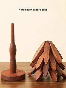 一套4个竹制隔热杯垫+1个底座，耐热餐垫，家居装饰 - 彩色 - 查看 6