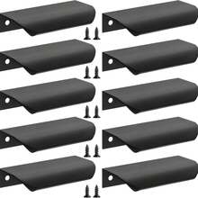 Black Edge Cabinet Handles, Kitchen Cabinet Handles, Drawer Handles, Modern Aluminum Hidden Pull Handles, Suitable For Wardrobe Doors, Matte Black - Black - View 1