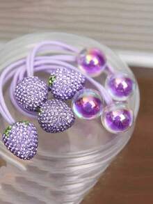 4pcs/2pcs Colorful Crystal Strawberry Hair Scrunchies, Fruit Elastic Hair Bands, Cute Candy Color Hair Ties, High Elasticity Ponytail Holders, Damage-Free Hair Accessories, For Daily Use, Hair Scrunchies, Hair Ties ,Hair Rope ,Hair Elastics ,Hair Rubber Bands