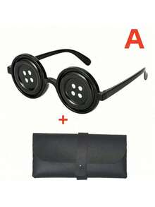 1pc Christmas Cosplay Funny Button Decor Glasses, Adult & Kids DIY Role Play & Costume Fun, With Storage Bag, Suitable For Parties, Events, Funny Occasions