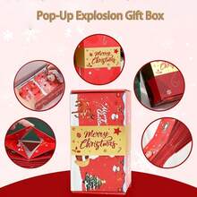 1pc Christmas Pop-Up Gift Box, Money Surprise Gift Box In Green & Red, Available In 6/12/20 Count Sets - Perfect For Christmas, Thanksgiving, Birthdays & Anniversaries. Exploding Gift Box, Cash Holder Gift - Red - View 4