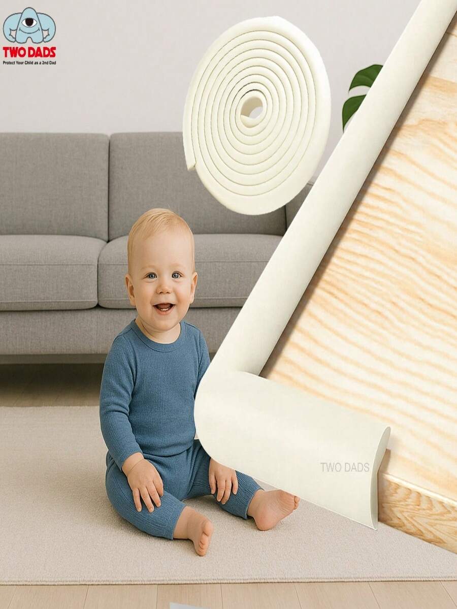 3M 78.74/16 Inch Baby Edge Corner Guards, Soft NBR Rubber Foam, Strong Adhesive, Beige Extended Bumper Protector