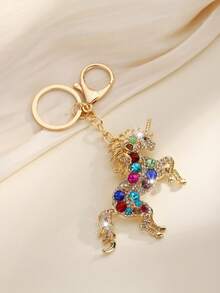 1pc Fashionable Luxury Handcrafted Unicorn Keychain Pendant Accessory, Suitable For Women Car Key, Bag Decoration And Gift - Golden 2011 - View 5