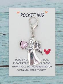 3pcs Cute And Charming Angel Love Keychains - Heart Rhinestone - Alloy Keychains, Travel Angel Mini Charm Keychain With Greeting Card - , Fantasy-Themed | Inspirational Gift For Graduation, Goodbyes, Holidays & More Bag Charms Car Accessories Teacher Friend Sister Gift Ideas - A - View 7