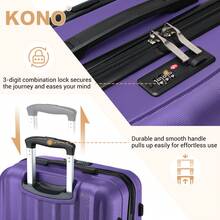 Cabin Luggage Carry On Suitcase 19 24 28 Inch ABS Hardshell TSA Lock 360 Spinner Wheels Lightweight 3 Piece Set Hand Check In Travel Unisex Sizes - Purple - View 5