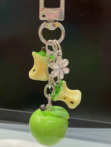 1pc Cute Resin Simulated Green Apple Bag Charm/Pendant Kawaii - Lime Green - View 4