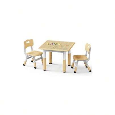Table And 2 Chairs Set, Height Adjustable Table And Chair Set, Graffiti Desktop, ClassroomDaycareHome, Multi - Activity Table Ages 2 - 8