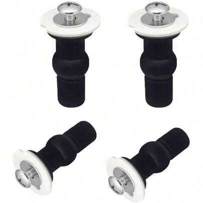 4 Pack Toilet Seat Bolts, Hinge Bolt Screws Toilet Seat Fixings Fix Expanding Rubber Top Nuts Screws Mount Seat Hardware Replacement Parts Kit (For 14-16mm Hole Toilet Seats)