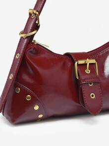 [US-Based Shipping]1pc Women's Retro Red Wasteland Soft Distressed Leather Leopard Print Motorcycle Bag With Rivets & Buckle Decor, Suitable For Work, Commute, Date, Party - Shoulder/Underarm Bag, Baguette Style, Y2k Bag, Gothic Punk Bag For Women, 2000s Fashion Style Bag For Women, Vintage Bag For Women, Halloween Purse Perfect For Fancy Party Halloween Fashion & Gothic Fashion,Women's Fall Clothing Winter Clothing Christmas Halloween Gift Pumpkin Skeleton Fall Spider Autumn Velvet Furry Party Fuzzy Plush,Women's Studded Y2k Purse Rivet Hobo Purse Punk Leather Shoulder Bag With Buckle,Bags Purses And Bags Women Tote Bag Bags For Women Tote Bags Beach Bag Crossbody Bags For Women Carteras Para Mujer Brown Purse Bolsos Para Mujer Wallet Tote Bags For Women Purses For Women Handbags For Women Mini Pink Purse Leopard Print Crossbody Bag - 酒紅色 - 查看 7