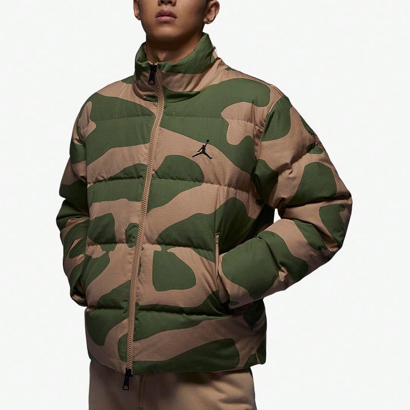 Abrigo con cremallera y estampado de camuflaje para hombres - Arroz/Integral - Ver 1