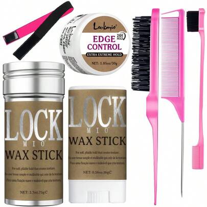 LOCKMIO 发蜡棒，不油腻，适用于假发，持久定型，抚平毛躁，打造光滑发型，完美适用于日常和派对造型