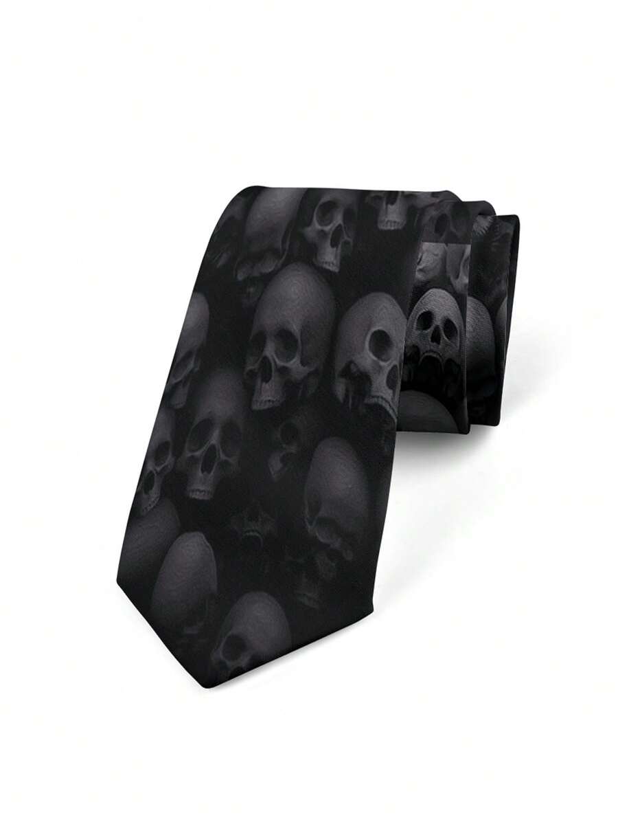 1pc Men Skull Print Tie For Parties Holidays For Decoration For Men Gifts Street,School Skeleton - Multicolor - View 1