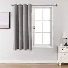 1/2 tấm rèm cản sáng vải lanh, có nhiều kích cỡ cho phòng ngủ, phòng khách, rạp hát tại nhà, phòng ăn, có dây buộc phía sau, màu xám nhạt - Màu Xám nhạt - Xem 38