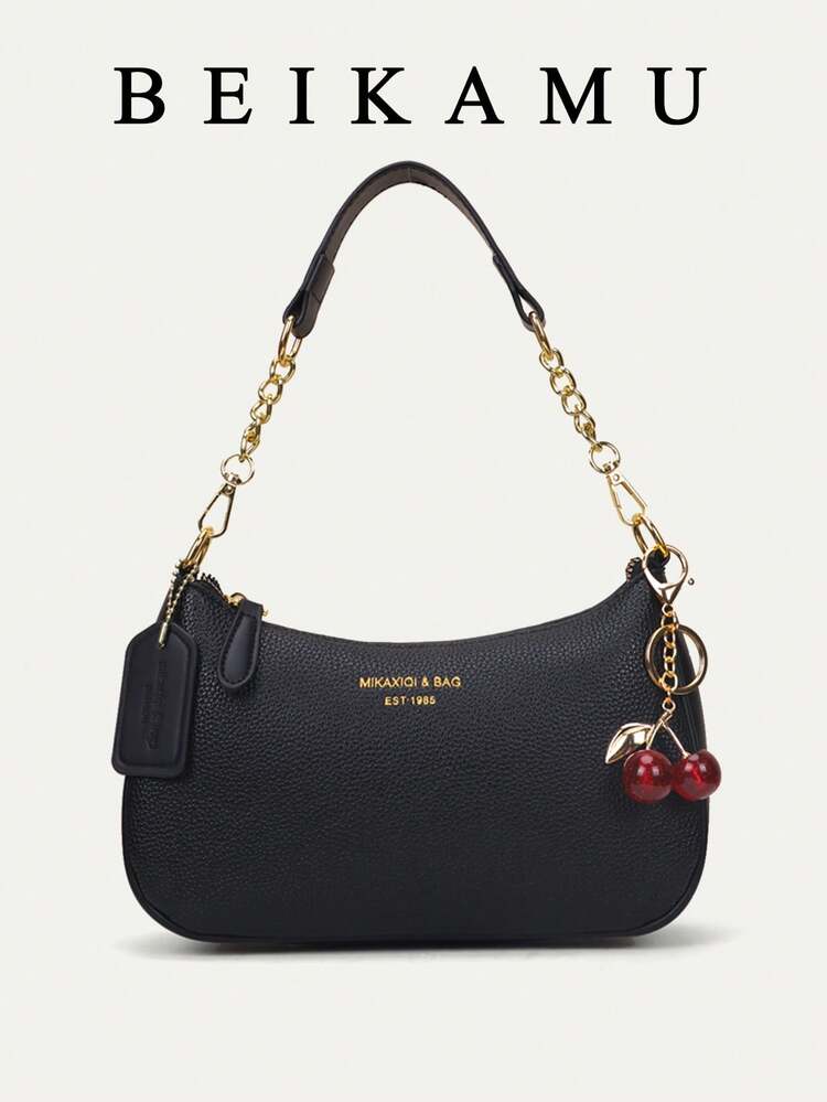 1pc Women's Solid Color PU Shoulder Bag, Versatile Underarm Bag