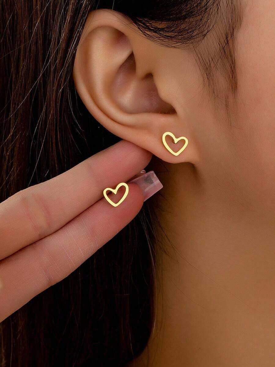 1 Pair Elegant Mini Delicate Stainless Steel Sun Element Stud Earrings Jewelry - Vàng 4 - Xem 1