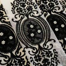 1pc European Retro Sheer Curtain With Beaded Embroidery, Dust-Proof Decorative Window Curtain