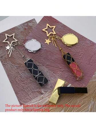 创意金属网兜口红包钥匙扣袋唇膏包钥匙扣套口红保护套镜子女士礼物