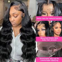 38 40 Inches 200% Body Wave 13x4 13x6 Lace Frontal Human Hair Wigs For Women 13x4 Transparent Lace Front Wig Brazilian Pre Plucked With Baby Hair 200% Density Body Wave Natural Black Color Human Hair Wigs For Women - Natural Black - 查看 5