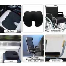 Memory Foam Seat Cushion Office Chair Car Seat Pad Coccyx Tailbone Pain Relief - màu đen - Xem 5