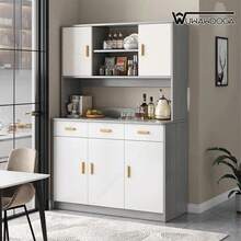 Gabinetes Organizador Cocina Mueble Para Microondas Bufetera Mueble con 5 Puertas - Gris - Ver 3
