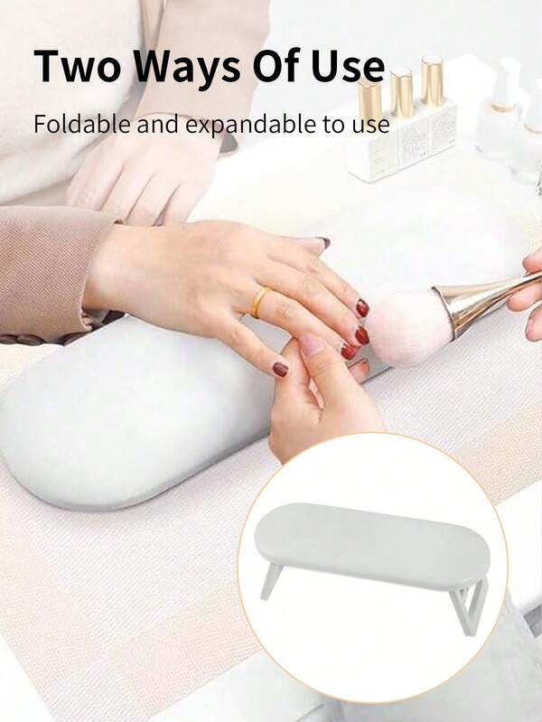 Repose-main pliable en cuir PU pour les ongles, tapis de bureau doux pour les ongles, coussin de main pour manucure/ongles en acrylique pour utilisation dans les salons de beauté - Gris