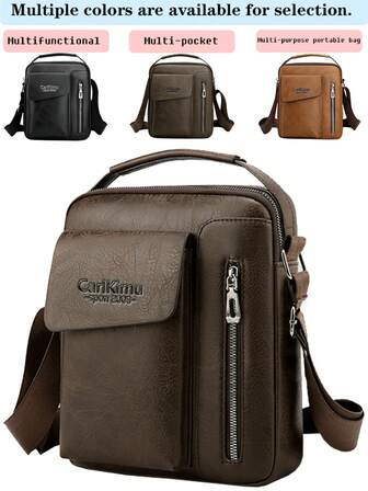 Bolso vertical con cremallera y múltiples bolsillos para negocios, viajes y ocio, de un solo hombro y cruzado, para hombres y mujeres en Navidad, otoño e invierno