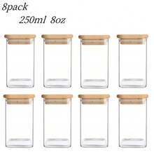 1/4/6/8/12pcs Square Food Storage Containers, Kitchen Spice Glass Jars, Transparent Glass Jar Set, Square Wide Mouth Glass Storage Containers, Glass Airtight Jars, Coffee Bean Storage Containers, For Kitchen Spices, Grains, Sugar, Cookies, Dried Fruits, Flour, Kitchen & Dining Organization, Stackable, Party Wedding Holiday Gifts - Transparent - View 14