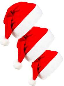 1pc Or 2pcs Unisex Plush Trim Christmas Hat, Adult & Kids Christmas Hat For Christmas Party, Holiday Wear
