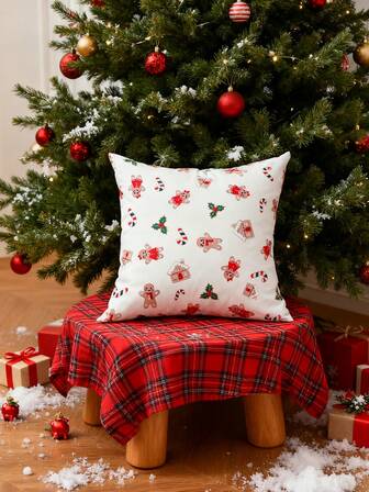 1pc Christmas Printed Pattern Pillow Case Modern Fabric Printed Pillow Case Christmas Living Room Sofa Decorative Pillow Case (No Filler)