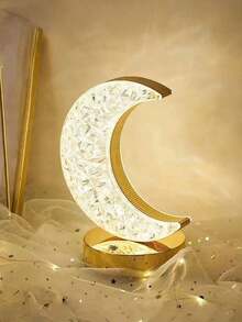 三色可调光月亮星星夜灯，水晶触控可调节床头灯，卧室、书桌、客厅家居装饰 - 彩色 - 查看 10