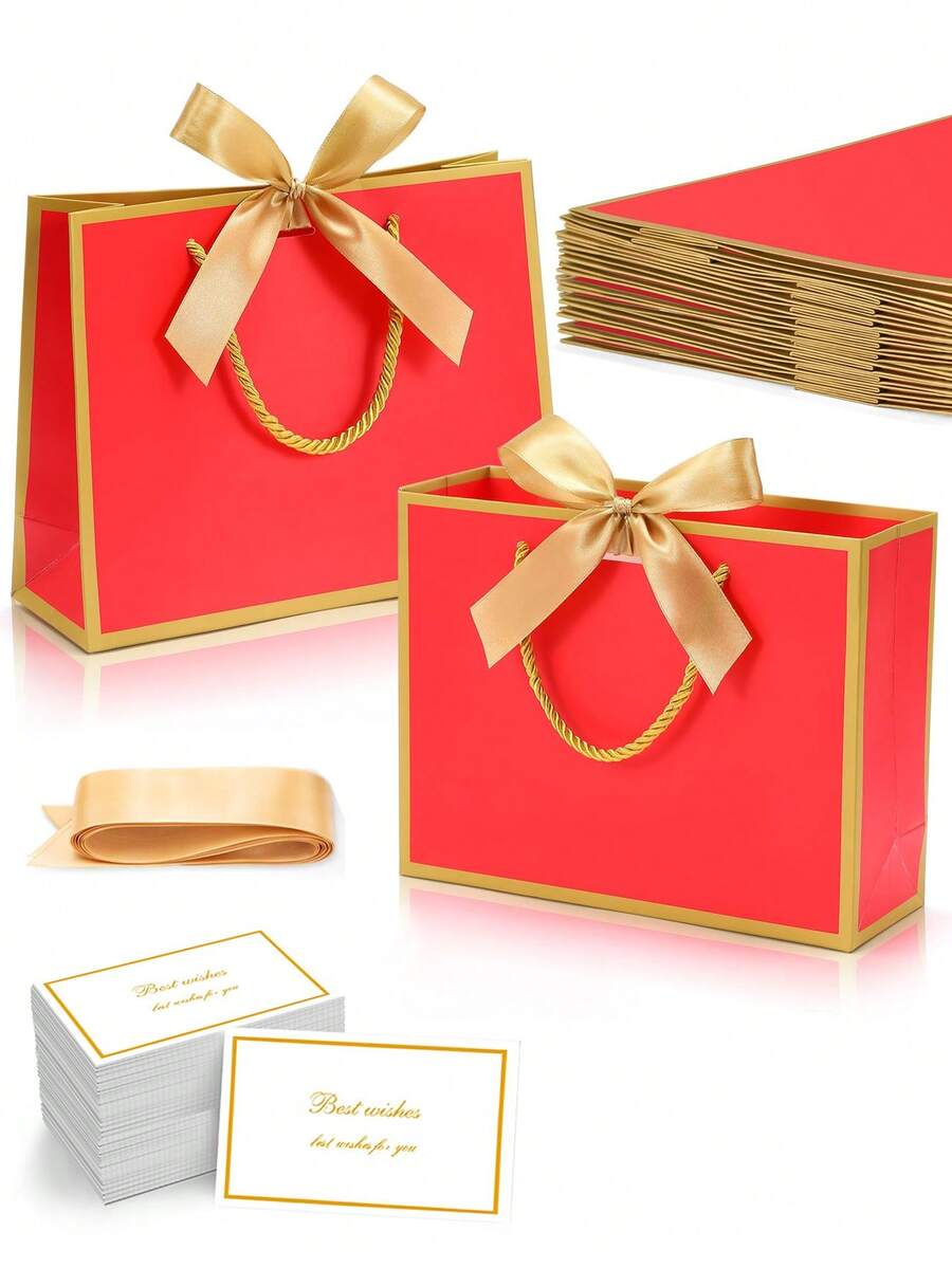 Bộ 10/20 túi quà màu đỏ có quai xách, kích thước trung bình 11 inch, thích hợp cho tiệc sinh nhật, tiệc độc thân, tiệc tiết lộ giới tính, lễ đón năm mới, các ngày lễ, ngày Valentine và các dịp khác.
