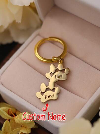 Personalized Pet Memorial Keychain - Customized With Owner And Pet Names, Stainless Steel Keyring, Pet ID Tag - Ideal Gift For Dog & Cat Owners - Birthday, Christmas, Pet Loss Memorial - Durable Daily Item, Cat Memorial, Emotional Keepsake, Engraved Accessory, Sturdy Key Chain, Animal Lover Exclusive