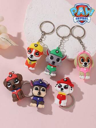  1pc/6pcs Paw Patrol Cartoon Decoration, Keychain, Can Be Hung On Bags, Can Be Placed In Living Room And Bedroom, Warm Bedroom, Can Be Given To Friends And Family As Christmas And Halloween Gifts