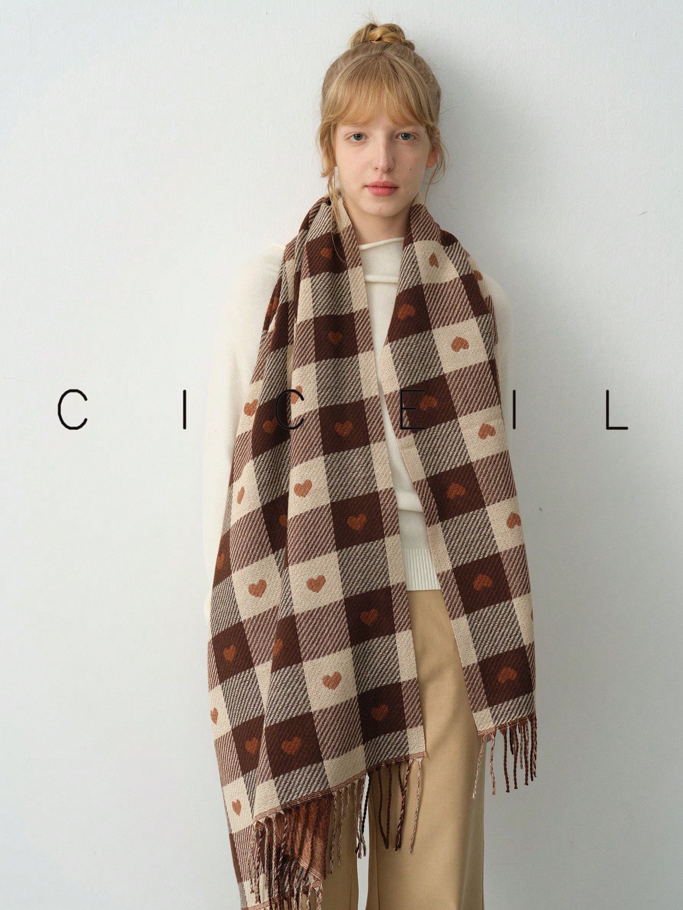 وشاح نسائي من البوليستر بنمط قلب مربع، أنيق وعصري...