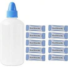 1 Botella de lavado e irrigación .250ML.Lavado .Irrigador .Para adultos y niños.Enjuague .Botella de enjuague .Natural para el resfriado y síntomas de alergia.Ayuda con la congestión , los ronquidos, las alergias, y más.(1 Botella) - 1 Botella c/10 Sobres de Enjuague - Ver 2