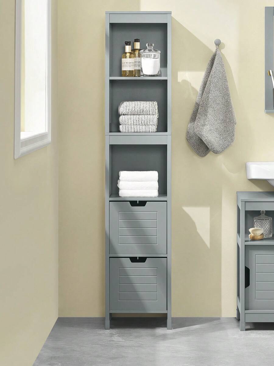 SoBuy FRG126 浴室高櫃 浴室家具 浴室 浴室置物架 附腳墊 白色 約：30x144x30cm - 灰色 - 查看 1