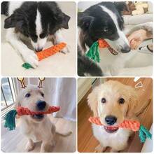 1 件胡萝卜形宠物咀嚼绳玩具，适合幼犬的互动宠物牙齿玩具，圣诞节宠物礼物，适合攻击性咀嚼者的拔河咬合玩具狗胡萝卜绳玩具，耐用的咀嚼玩具，适合激烈咀嚼，娱乐和互动，牙齿清洁和咀嚼 - 橘色 - 查看 3