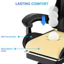 GartistGo Height Adjustable Gaming Chair With Footrest And Lumbar Cushion - Black - View 7