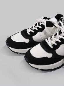 DareSee 2025复古德式运动鞋，厚底厚底运动鞋，春秋季女鞋圣诞礼物 - 黑與白 - 查看 7