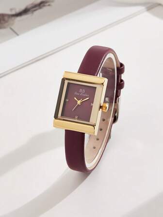 BS bee sister 1pc Women's Classic Minimalist Ancora Red Quartz Watch, Suitable For Daily Work, Life, And Gatherings