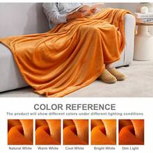 Sofa Blanket Living Room Cover SetFleece Blanket Twin Size, Soft Cozy Twin Blanket, Fuzzy Flannel Blanket Bed, Sofa, Couch, Travel, Camping, 60 X 80 Inches - 橘色 - 查看 2