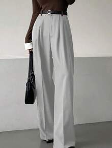 Straight-Leg Suit Trousers - Gris - Ver 1